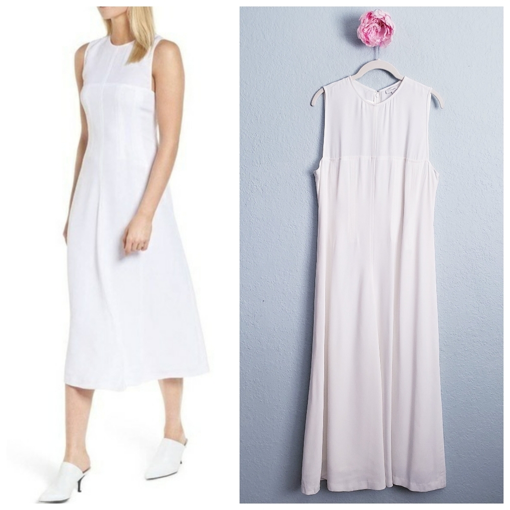 Lewit White Sleeveless Corset Detail Midi Dress